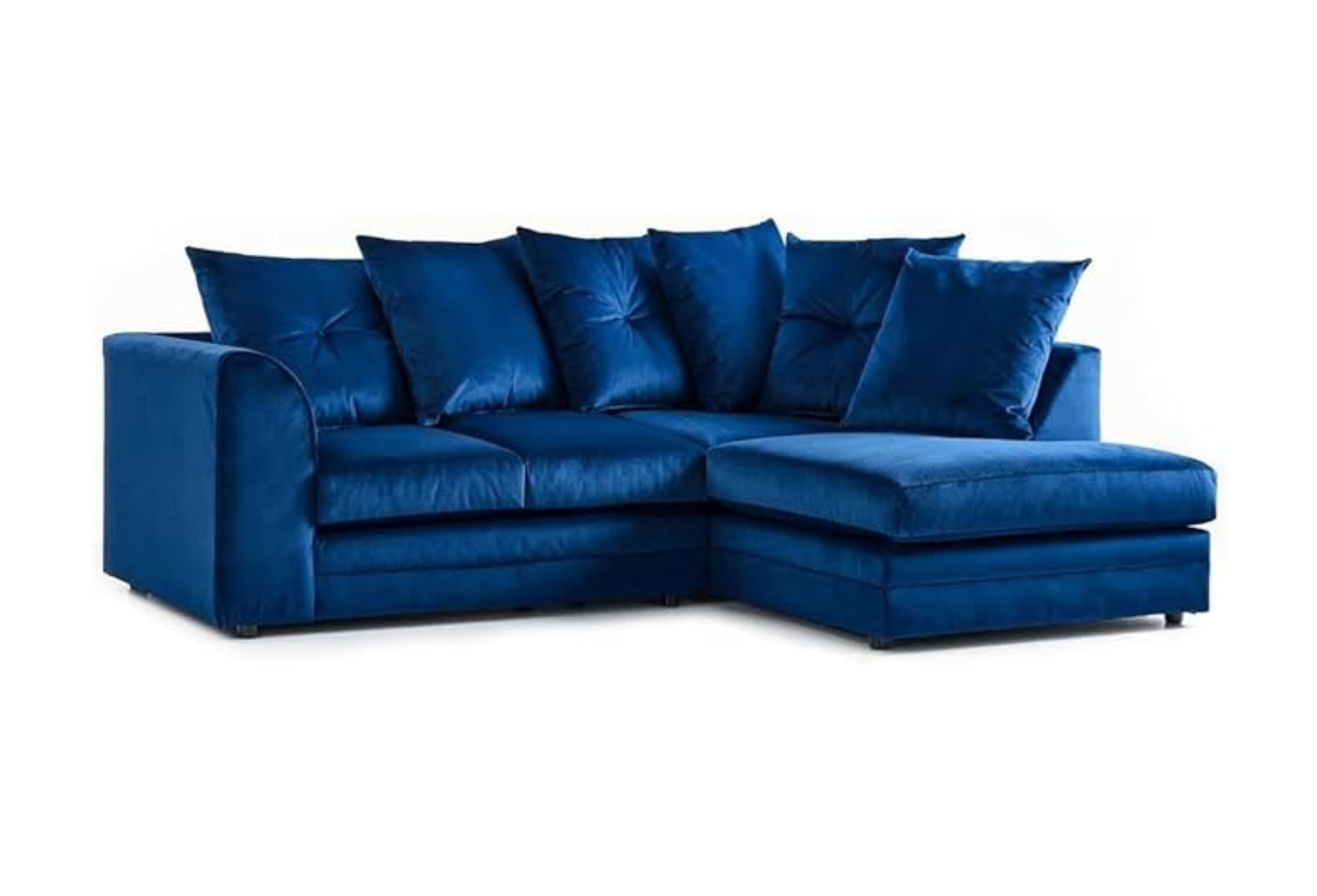 Dylan Plush Velvet Corner Sofa in Blue